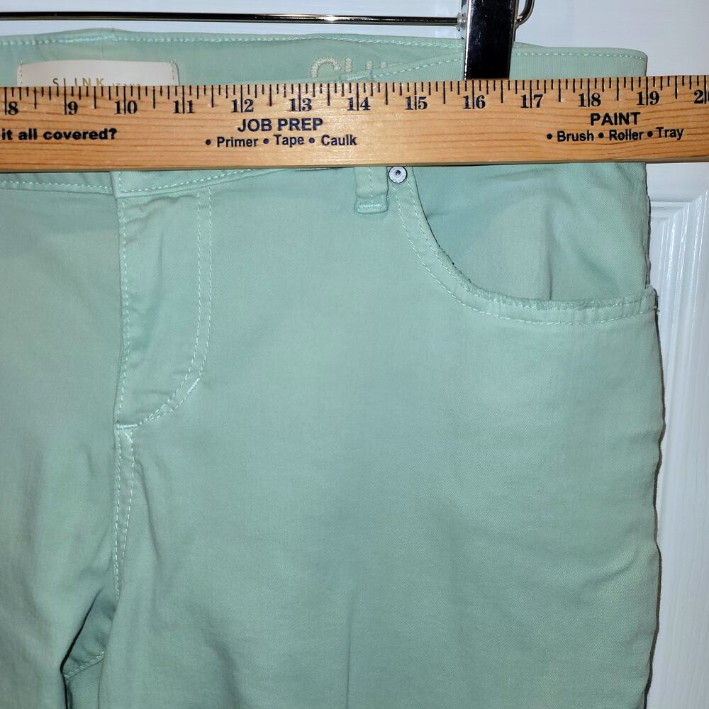 SLINK Jeans Crop Skinny Womens Sz 16 Plus Mint Green Distressed Stretch Ankle - Picture 15 of 15